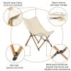 Folding Outdoor Camping Chair; Portable Stool for Fishing Picnic BBQ; Ultra Light Aluminum Frame with Wood Grain Accent; Khaki