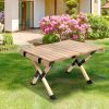 Folding Wooden Picnic Table with Carry Bag, Portable Roll Up Camping Table for Travelling, Beach, Patio, Garden, BBQ