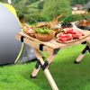 Folding Wooden Picnic Table with Carry Bag, Portable Roll Up Camping Table for Travelling, Beach, Patio, Garden, BBQ