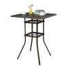 Patio Bar Height Table, All-Weather Cast Aluminium Square Bar Bistro Table with 2" Umbrella Hole, Outdoor Tall Table for Porch Balcony Backyard Garden