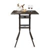 Patio Bar Height Table, All-Weather Cast Aluminium Square Bar Bistro Table with 2" Umbrella Hole, Outdoor Tall Table for Porch Balcony Backyard Garden