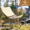 Folding Outdoor Camping Chair; Portable Stool for Fishing Picnic BBQ; Ultra Light Aluminum Frame with Wood Grain Accent; Khaki