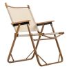 54.5*58*73.5cm Large Aluminum Frame 600D Khaki Oxford Fabric Loading 100kg Imitation Wood Grain Spray Paint Camping Chair Khaki