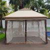 Outdoor 11x 11Ft Pop Up Gazebo Canopy With Removable Zipper Netting,2-Tier Soft Top Event Tent,Suitable For Patio Backyard Garden Camping Area with 4