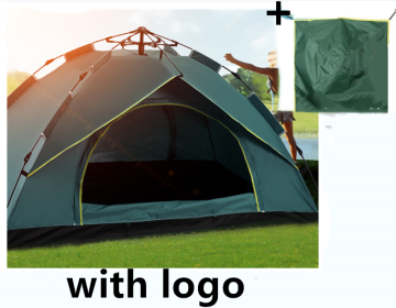 Automatic Tent Spring Type Quick Opening Rainproof Sunscreen Camping Tent (Option: Dark Green with cover-L-Logo)