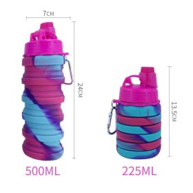 500ml Creative Silicone Folding Water Cup Outdoor Sports Ride Fitness Portable Kettle Camouflage Gift Cup Free Delivery Items (Capacity: 0.5L, Color: 4)