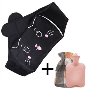 Hot Water Bottle & Shoulder Warm Belt Set For Winter For Outdoor Night (Items: Black Kitten)