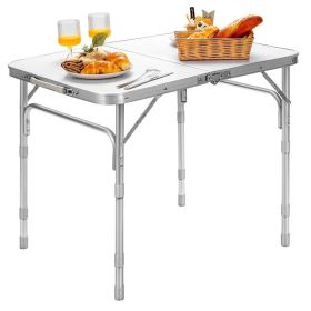 Outdoor Travel Adjustable Height Folding Camping Table (Type: Camping Table, Color: White A)