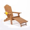 TALE Folding Adirondack Chair With Pullout Ottoman With Cup Holder; Oaversized; Poly Lumber; For Patio Deck Garden; Backyard Furniture; Easy To Instal