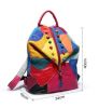 Retro Genuine Leather Backpack Sheepskin Lady Backpack Designer Travel Colorful Patchwork Luxury Shopper Bag Mochila